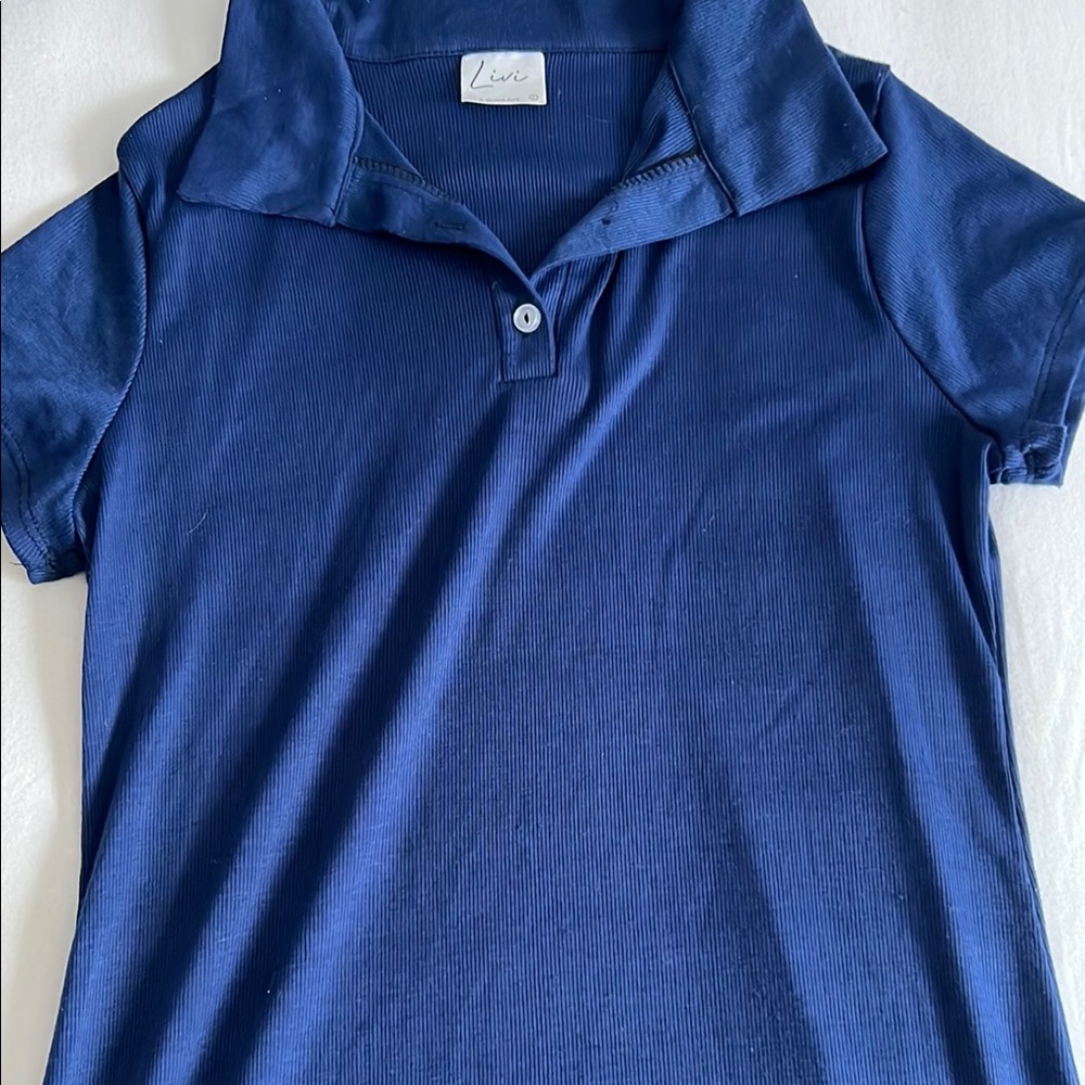 Livi Active Navy Blue Dress with Relaxed Fit and Polo Collar